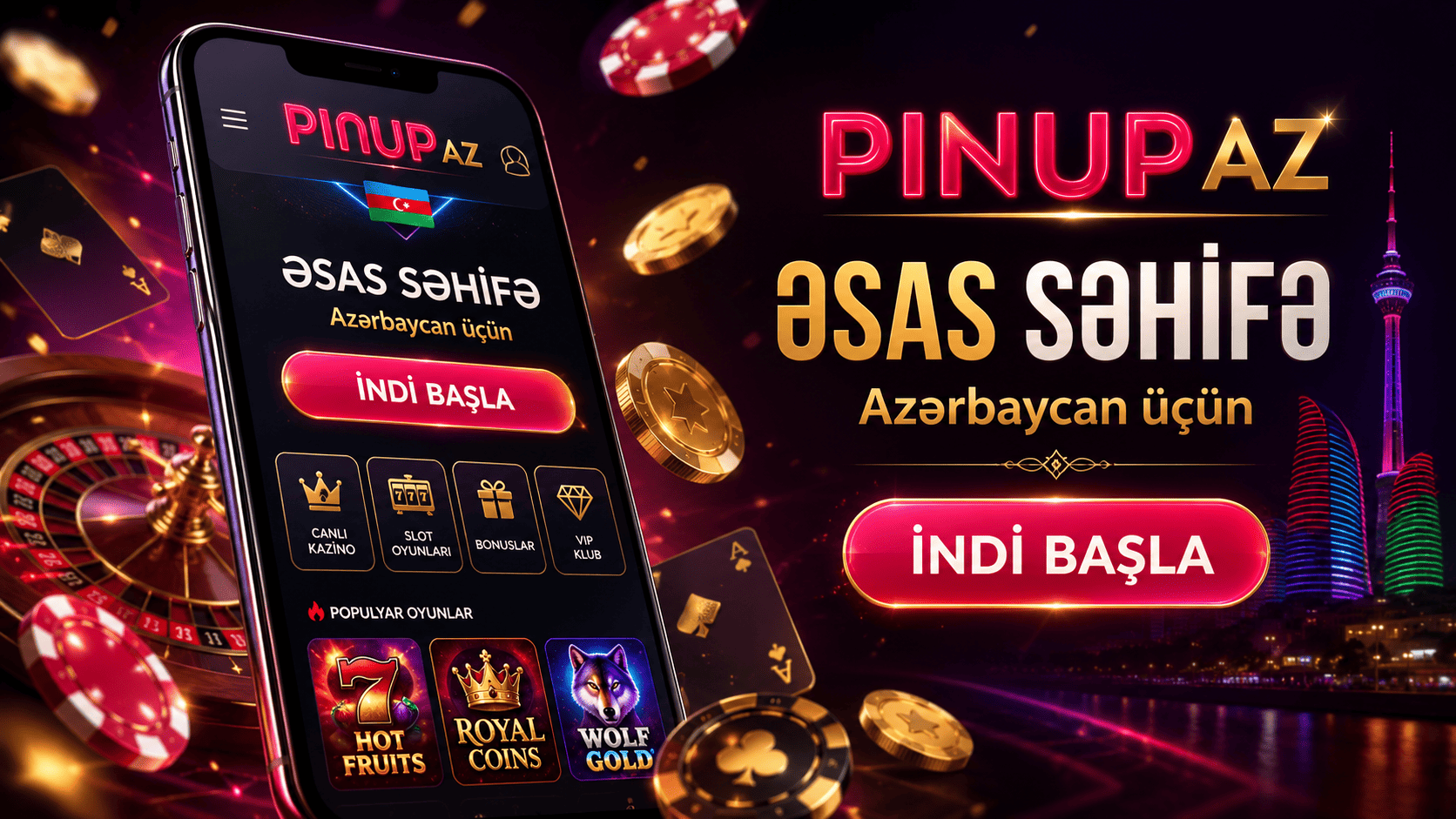 Pin Up kazino saytının Azərbaycan istifadəçiləri üçün əsas səhifəsi