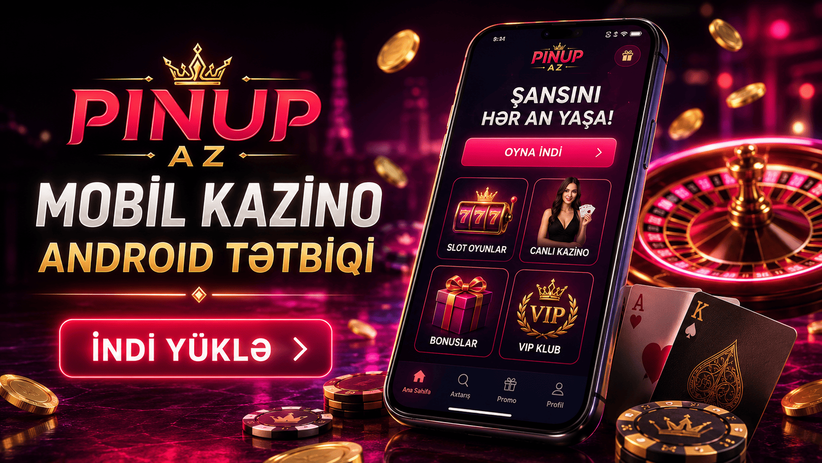 Pin Up mobil kazino versiyası və Android tətbiq səhifəsi